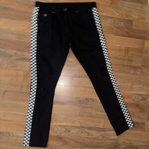 DNM Collection Denim Jeans Men’s Black/White Checkerboard Sides Jeans Size 36